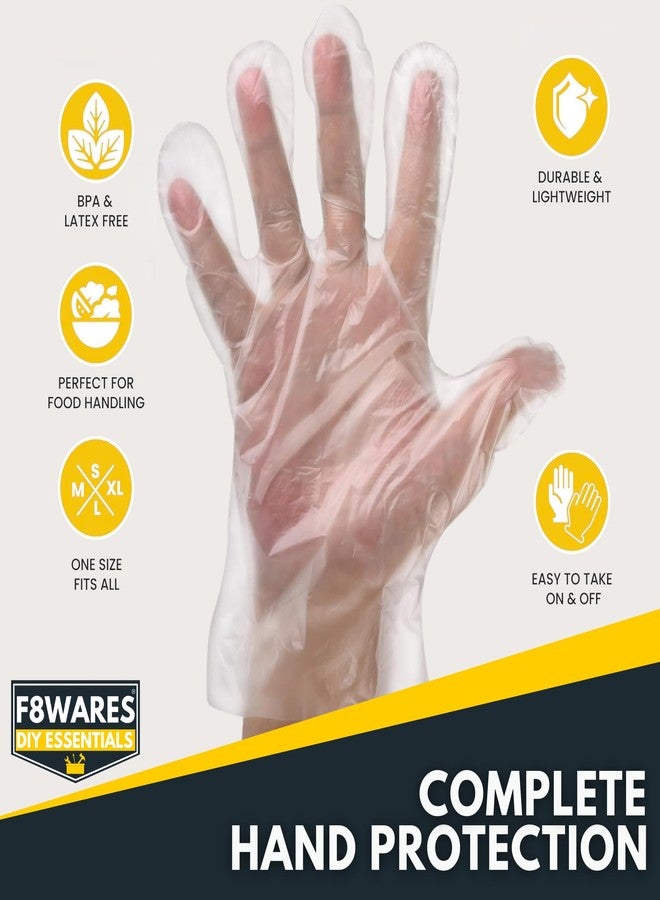 F8WARES قفازات F8WARES للاستخدام مرة واحدة، عبوة من 1000 قفاز - قفازات شفافة لليدين مناسبة للطبخ والطعام - قفازات بلاستيكية من البولي إيثيلين للاستخدام المنزلي والمطبخ وغسل الأطباق - Image 5